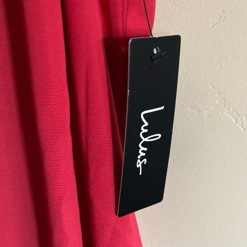 NEW Lulus Lovely Lillies Midi Dress Trumpet Peplum Hem Lined Red Size XL - Picture 11 of 11